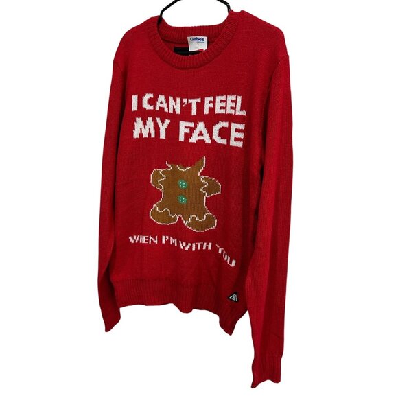 American Stitch Red Sweater I Cant Feel My Face Graphic Holiday Ugly Sz Large - Picture 3 of 9